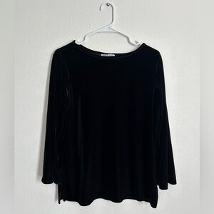 Black Velour Velvet Long Sleeve Top Women’s Sz L VTG Whimsigoth Witchy Goth Y2K